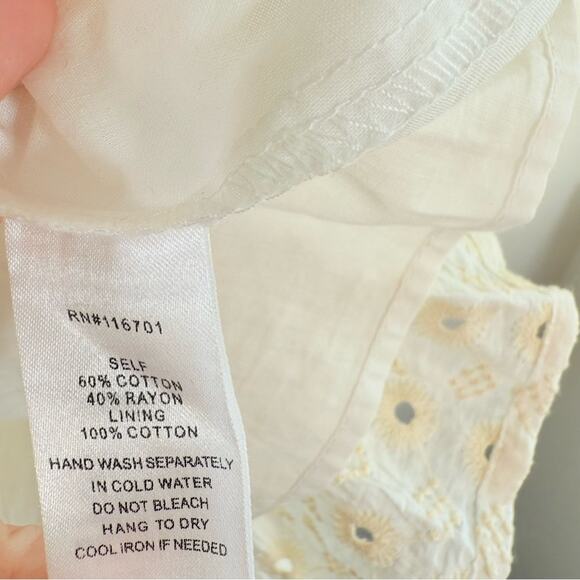 Karlie Ivory Embroidered Eyelet Balloon Sleeve Shirt Mini Dress Small - Picture 10 of 15